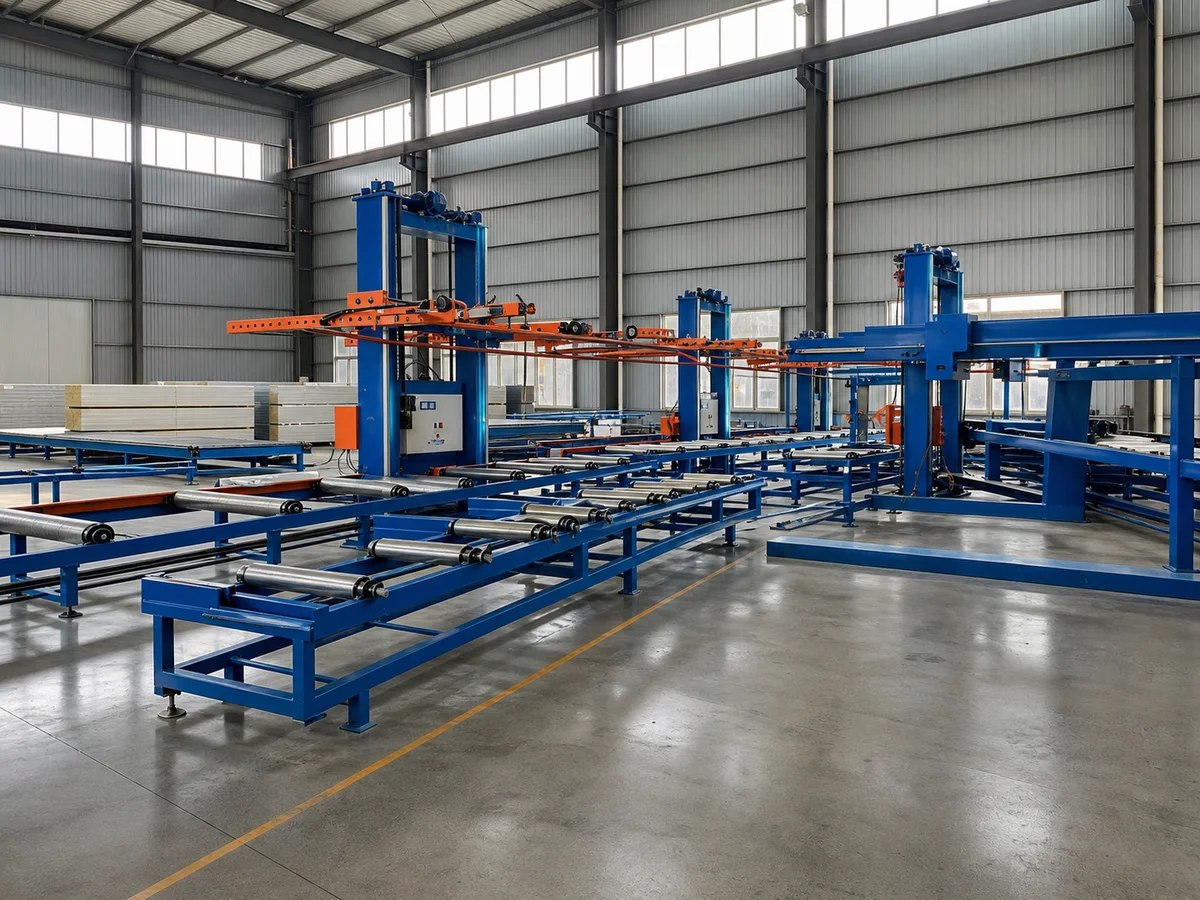 Automatic sandwich panel stacker and conveyor line