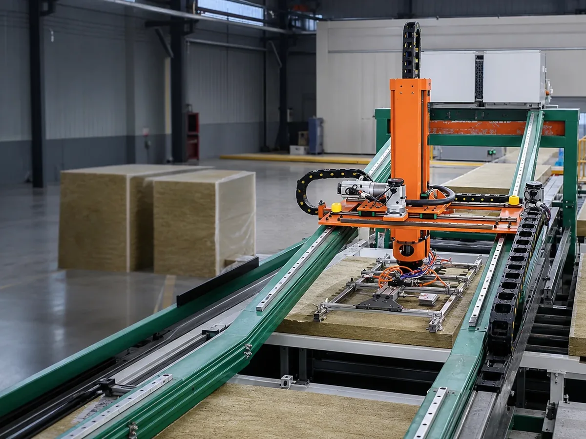 Gantry-type rock wool continuation machine